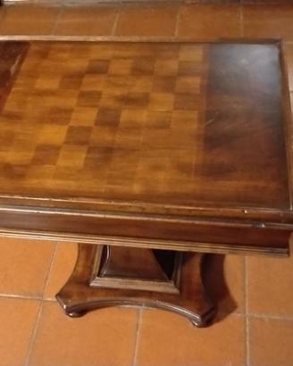 Antico tavolino scacchiera con cassetti