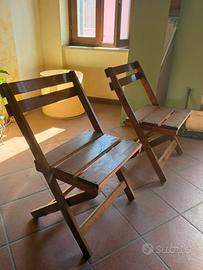 Coppia sedie pieghevoli in legno massello vintage