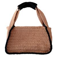 borsa handmade uncinetto nocciale nero due manici