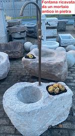 Fontana mortaio antico in pietra