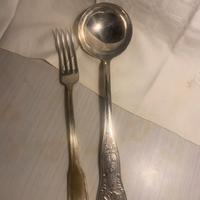 Posate x portata- mestolo e forchettone bagno arg.