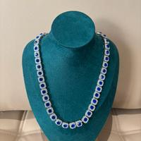 Collana tennis con pietre blu e zirconi