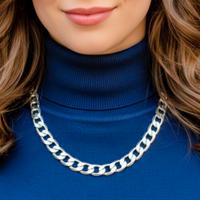 Collier Maglia Cubana finitura Argento  12mm