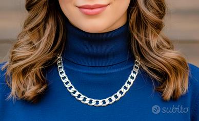 Collier Maglia Cubana finitura Argento  12mm