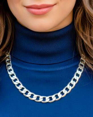 Collier Maglia Cubana placcata Argento  12mm