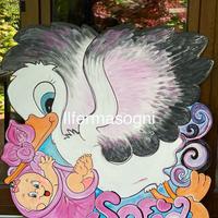 Cicogna fiocco nascita in legno