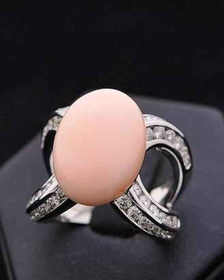 ANELLO DRUSILLA ORO BIANCO 18 KT CON CORALLO ROSA