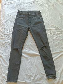 Jeans skinny uomo grigio scuro taglia 42 strappi S