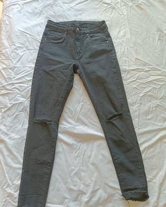 Jeans skinny uomo grigio scuro taglia 42 strappi S