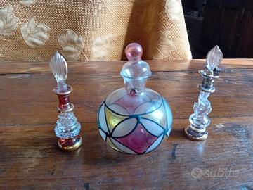 tre bocettine di vetro vintage