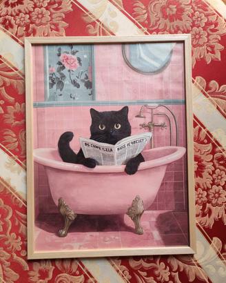 Gatto in Vasca - Tela con Cornice 40x30 