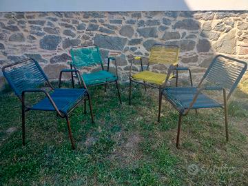 Set quattro sedie braccioli vintage bar ferro 