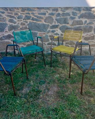 Set quattro sedie braccioli vintage bar ferro 