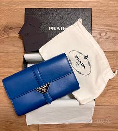 PRADA nuovo portafoglio in vitello blu cod. 1MF019