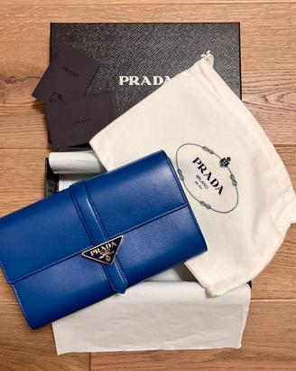 PRADA nuovo portafoglio in vitello blu cod. 1MF019