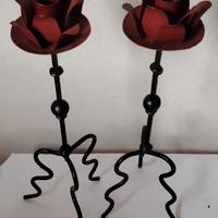 coppia candelabri ferro battuto 
