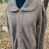 Maglione uomo lana vergine marrone con zip