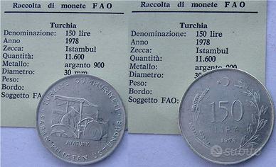 TURCHIA 150 L 1978 ARGENTO FAO WORLD FOOD DA