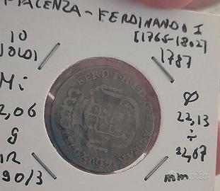 Moneta ducato di Piacenza 10 soldi 1787