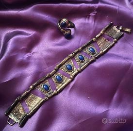 Set di un bracciale e un anello in argento vintage