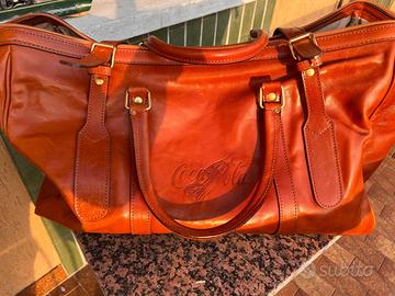 Borsone da Viaggio Vintage in Pelle Coca-Cola