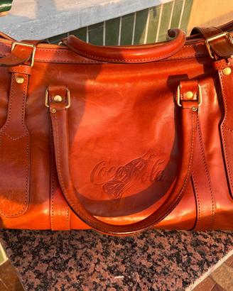 Borsone da Viaggio Vintage in Pelle Coca-Cola