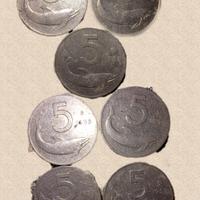 7 monete 5 lire delfino 1953