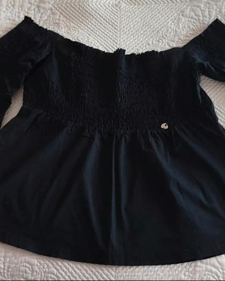Blusa Nera 95% Cotone Made in Italy Taglia S