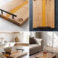 vassoio artigianale legno e resina