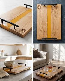 vassoio artigianale legno e resina