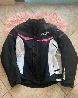 Giacca moto AXO, nera/rosa