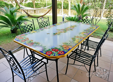 TAVOLO IN PIETRA LAVICA MIS. 200X100 CM COMPLETO