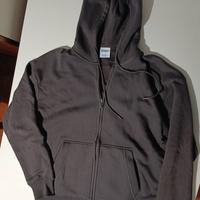 Felpa con zip e cappuccio marrone