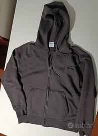 Felpa con zip e cappuccio marrone