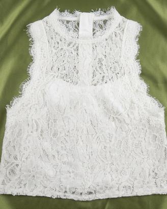 Top in pizzo bianco