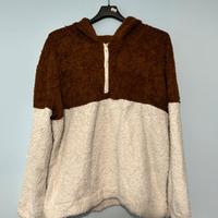 Felpa fluffy bianca/marrone