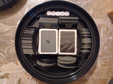 Set poker con piatto fiches carte e dadi!