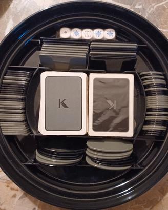 Set poker con piatto fiches carte e dadi!