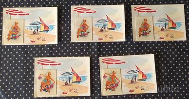 Cartolina anni 70 mare donna doppio riflesso 