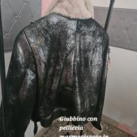 giubbotto di ecopelle con pelliccia, bomber vede p