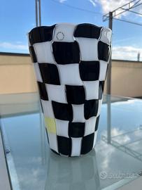 Vaso Venini firmato Versace bianco e neroanno 2000