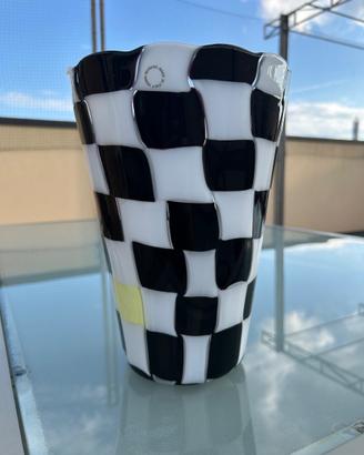 Vaso Venini firmato Versace bianco e neroanno 2000