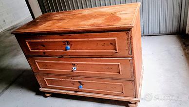 Cassettiera d'epoca in abete, stile Luigi Filippo 