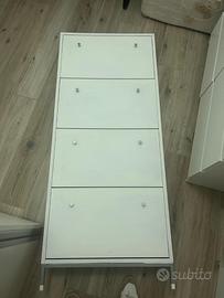 Scarpiera bianca salvaspazio a ribalta – 4 ante