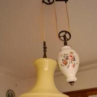 lampadario vintage con carrucola
