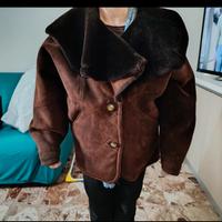cappotto donna in montone scamosciato e pelliccia 