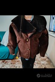 cappotto donna in montone scamosciato e pelliccia 