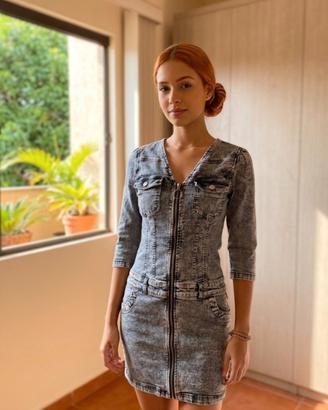 Abito in jeans Rainbow, vestito denim in cotone