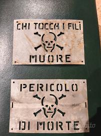 coppia targhe pericolo vintage 