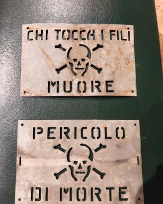 coppia targhe pericolo vintage 